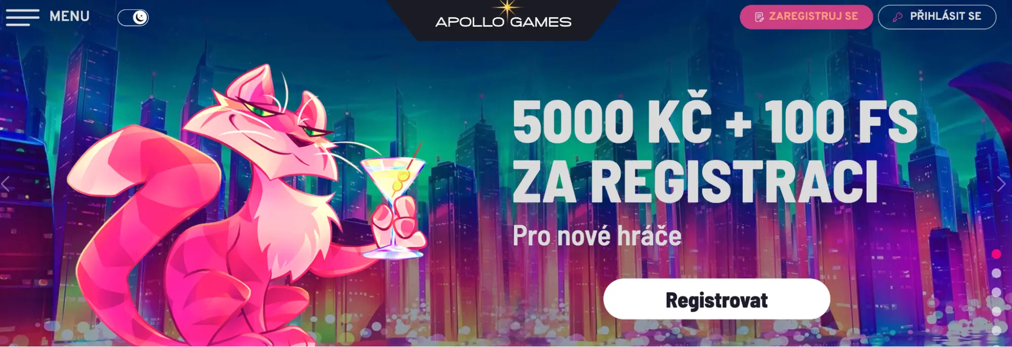 Apollo Games registrace – získejte bonus 5000 Kč a 100 free spinů. Promo nabídka Apollo Games – 5000 Kč a 100 free spinů za registraci pro nové hráče.